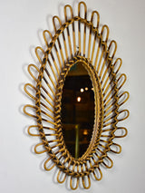 Vintage French mirror - oval with woven cane 18½" x 25½"