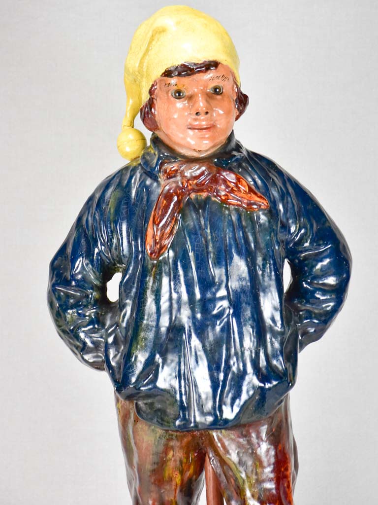Rustic Bavent faience sculpture with character