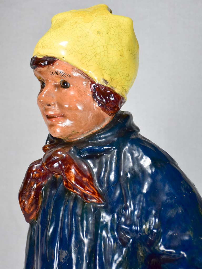 Norman boy sculpture, Bavent faience, rustic