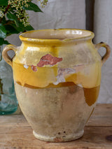 19th century French confit pot with orange glaze 9 ½''