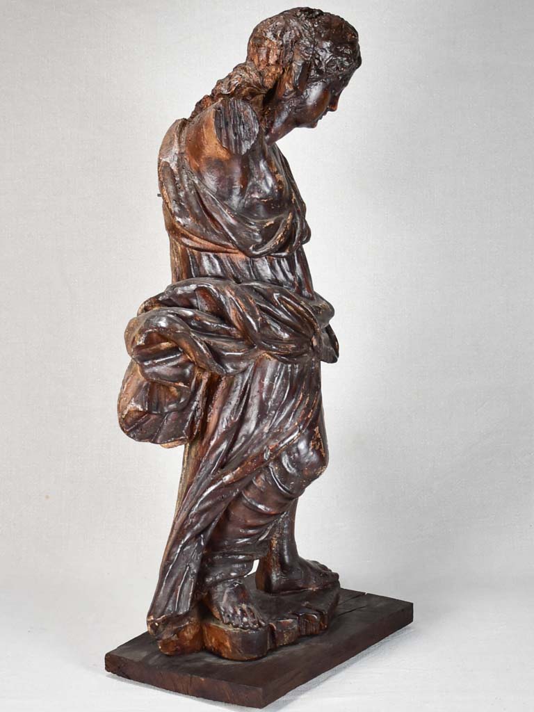 17th-century wooden sculpture of an angel 30"