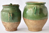 2 confit pots w/ green glaze 8"