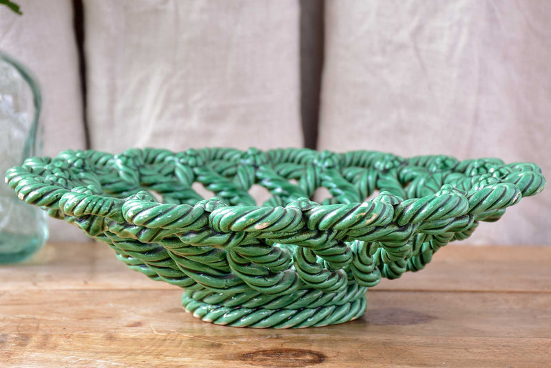 Vintage Vallauris bowl with green glaze