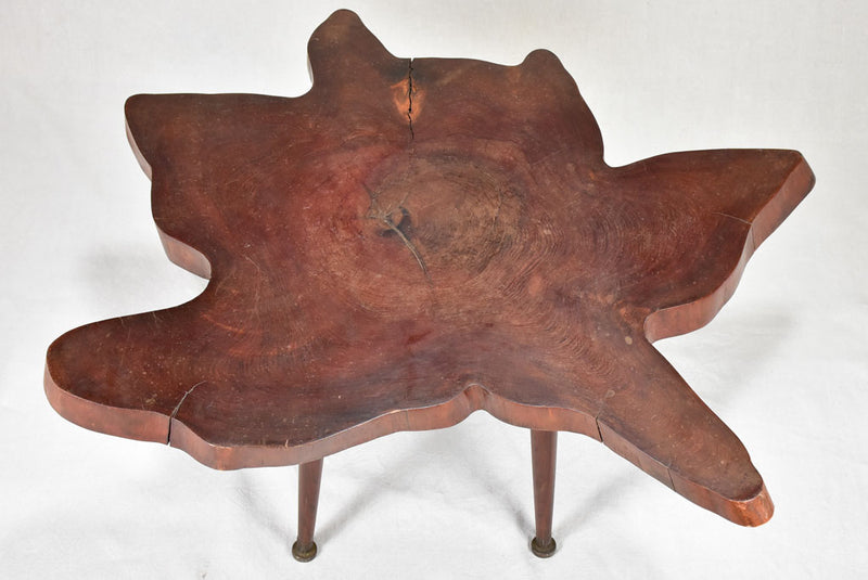 1950's Brutalist coffee table - large tree trunk table top 38¼"