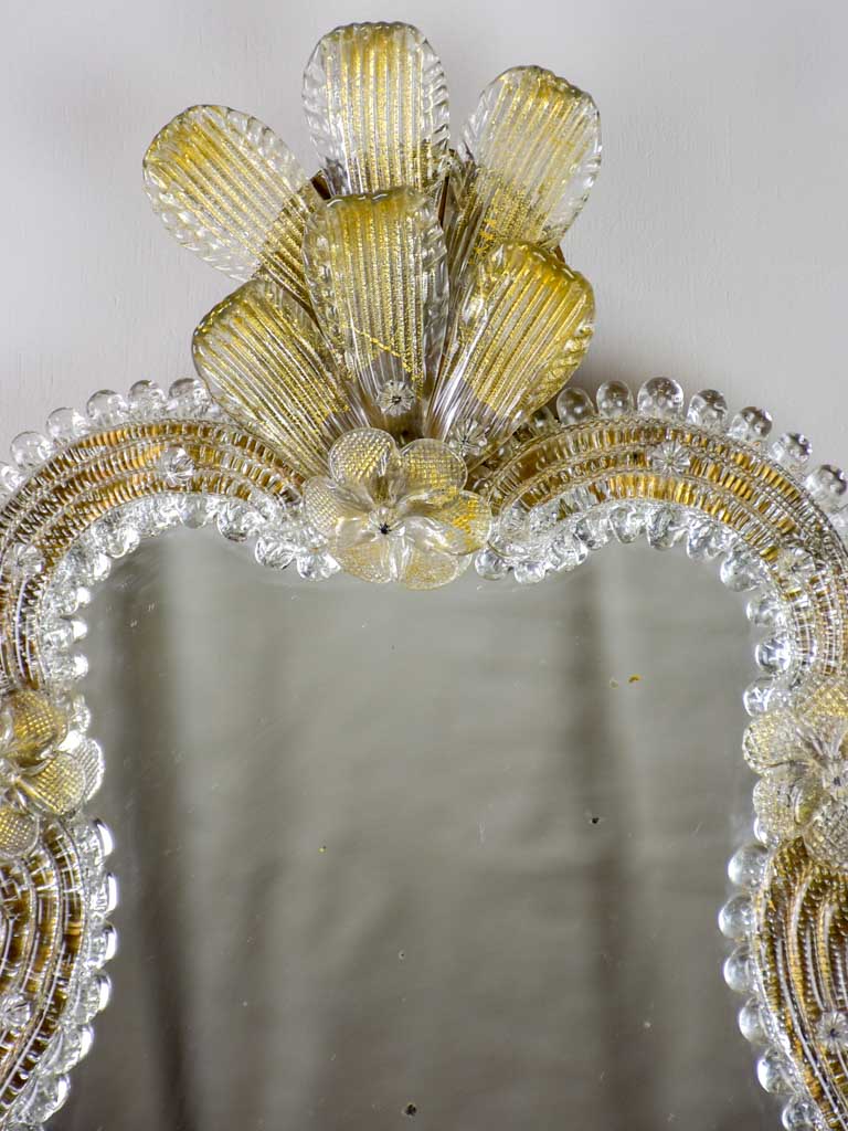 Vintage Venetian style mirror with gold leaves and flowers