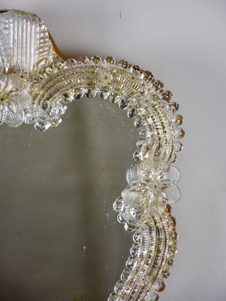 Small vintage Venetian style mirror with flowers