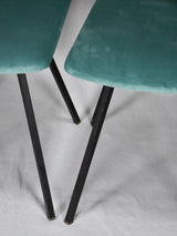 Four 1950's  chairs with turquoise velvet and floral upholstery