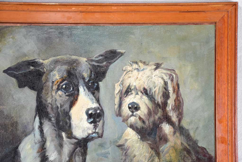 Antiqued Double Dog Canvas Art