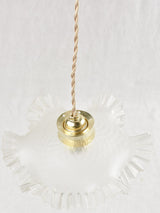 Antique French frosted glass pendant light fixture - 9¾"