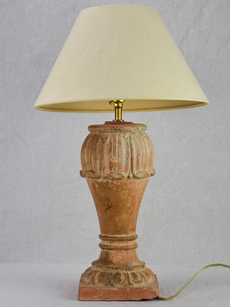 Antique French terracotta lamp - balustrade 19"