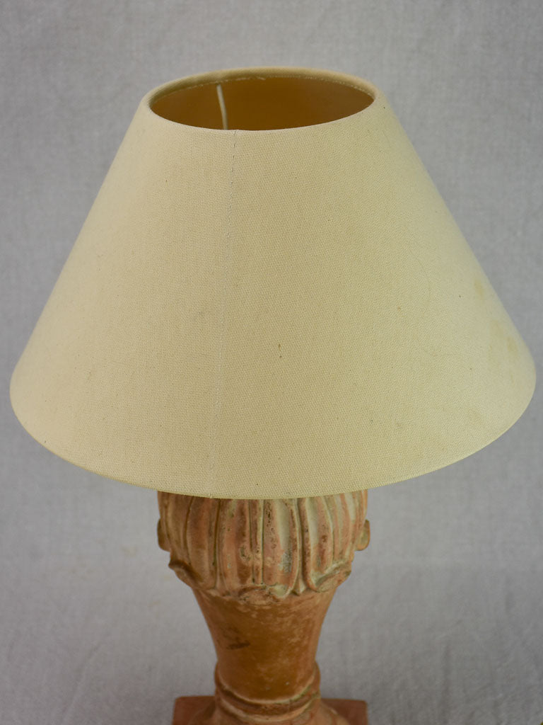 Antique French terracotta lamp - balustrade 19"