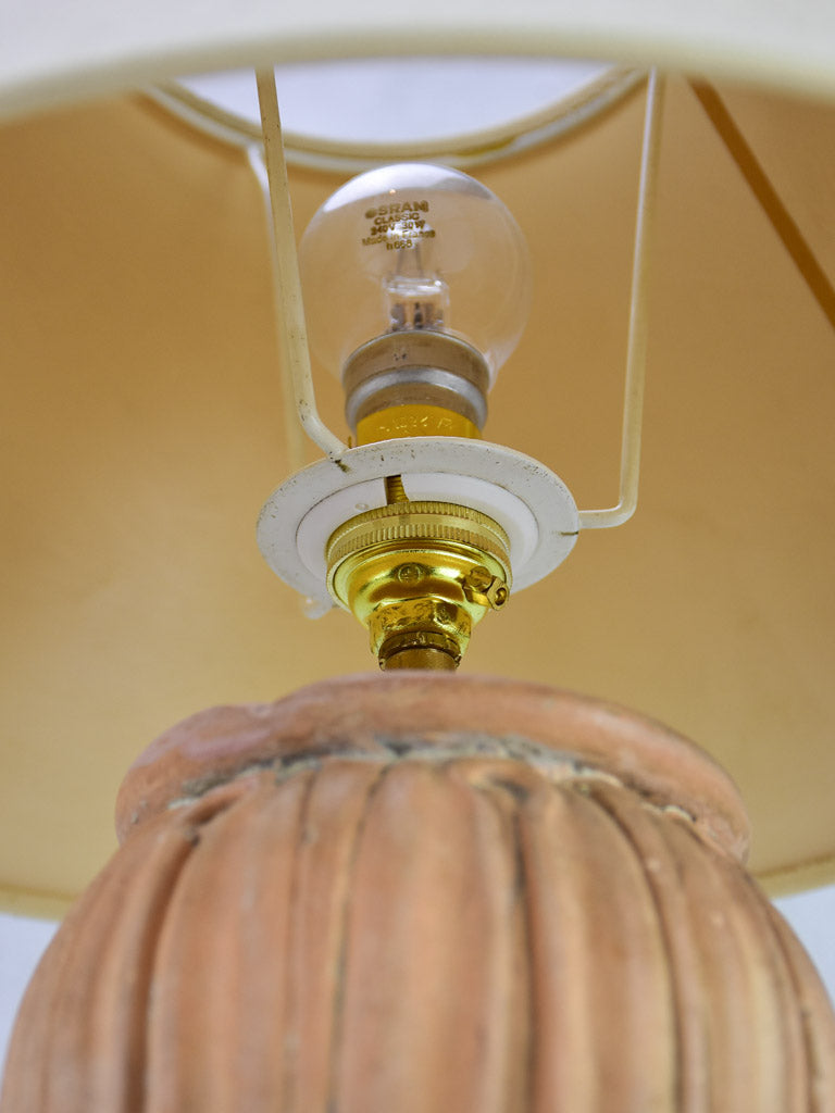 Antique French terracotta lamp - balustrade 19"