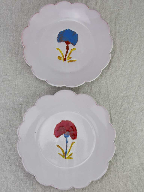 Two handpainted plates with pretty scalloped edges 9½"