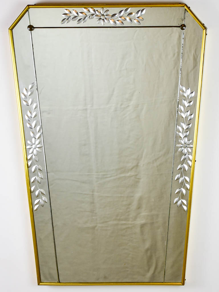 Tapered Venetian mirror with etched frame 32"