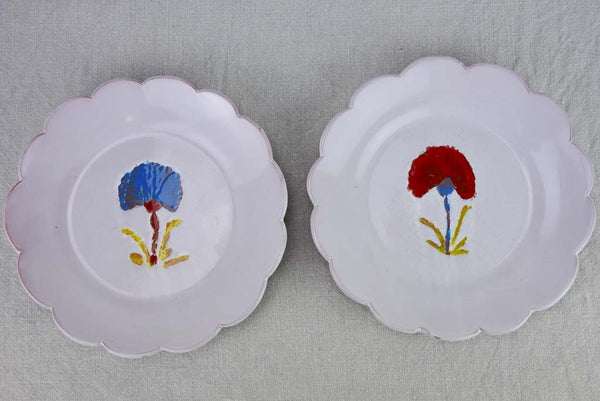 Two handpainted plates with pretty scalloped edges 9½"