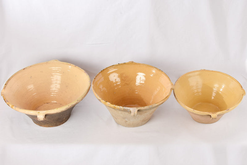 Authentic Provence yellow-glazed serving pottery bowls