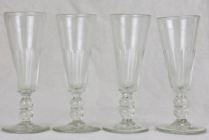 Six 19th Century champagne flutes