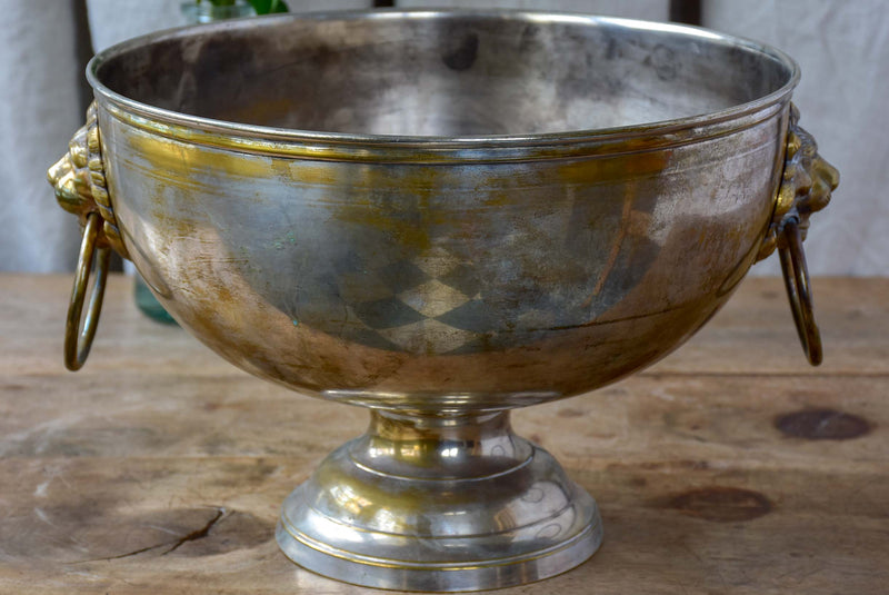 Antique French ice-bucket with lion's head handles