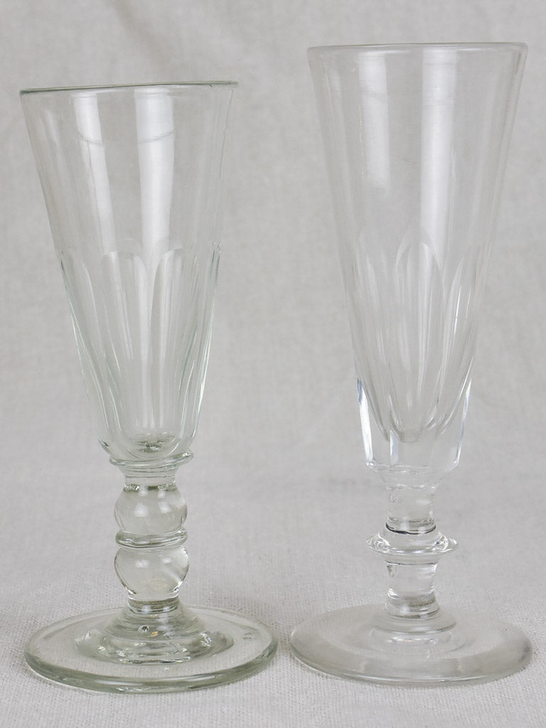 Six 19th Century champagne flutes