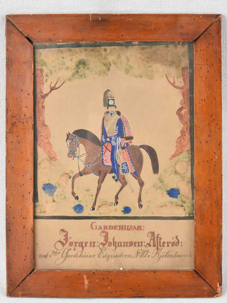 Antique Danish cavalier portrait framed