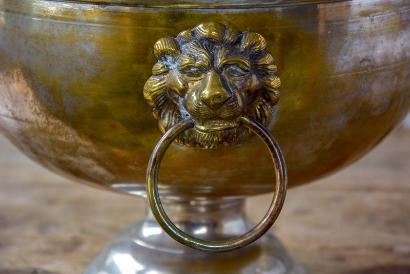 Antique French ice-bucket with lion's head handles