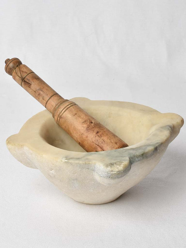 Antique French white marble mortar & pestle