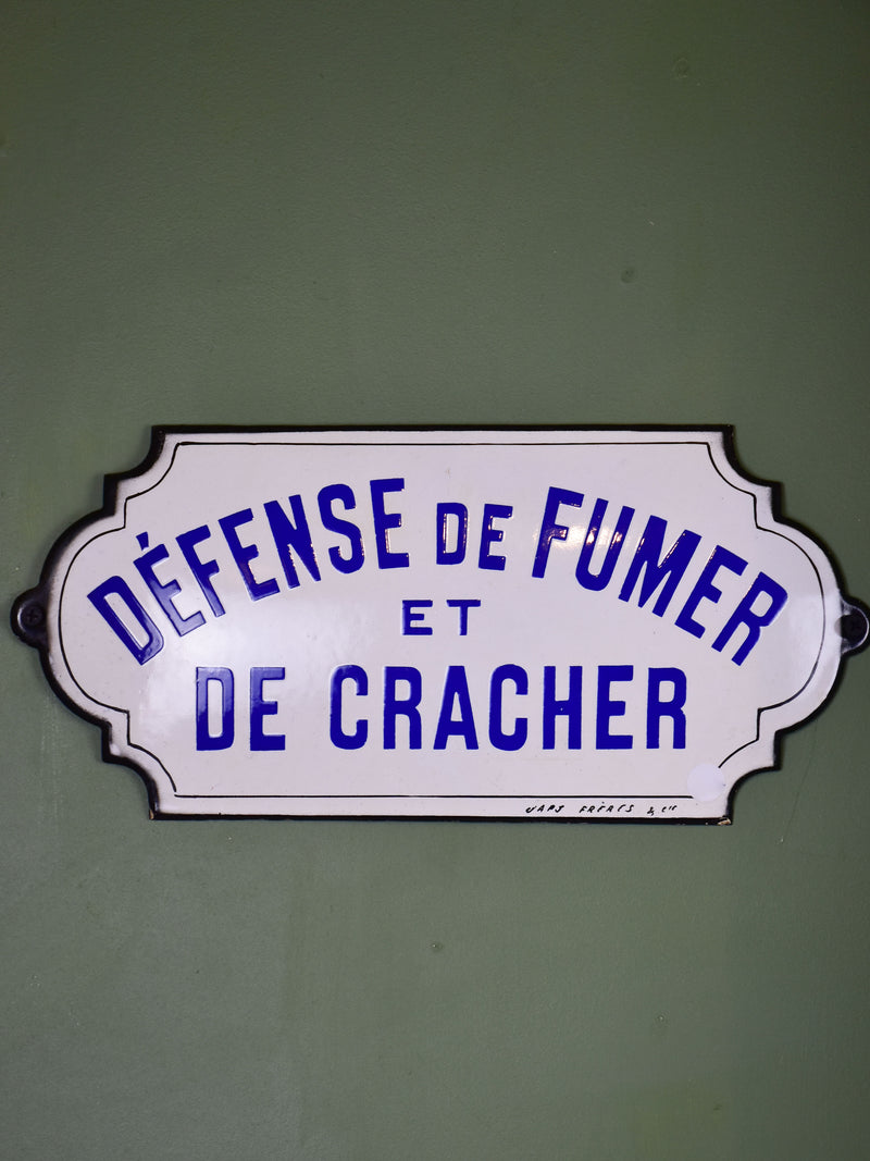 Early 20th century French sign - Défense de fumer