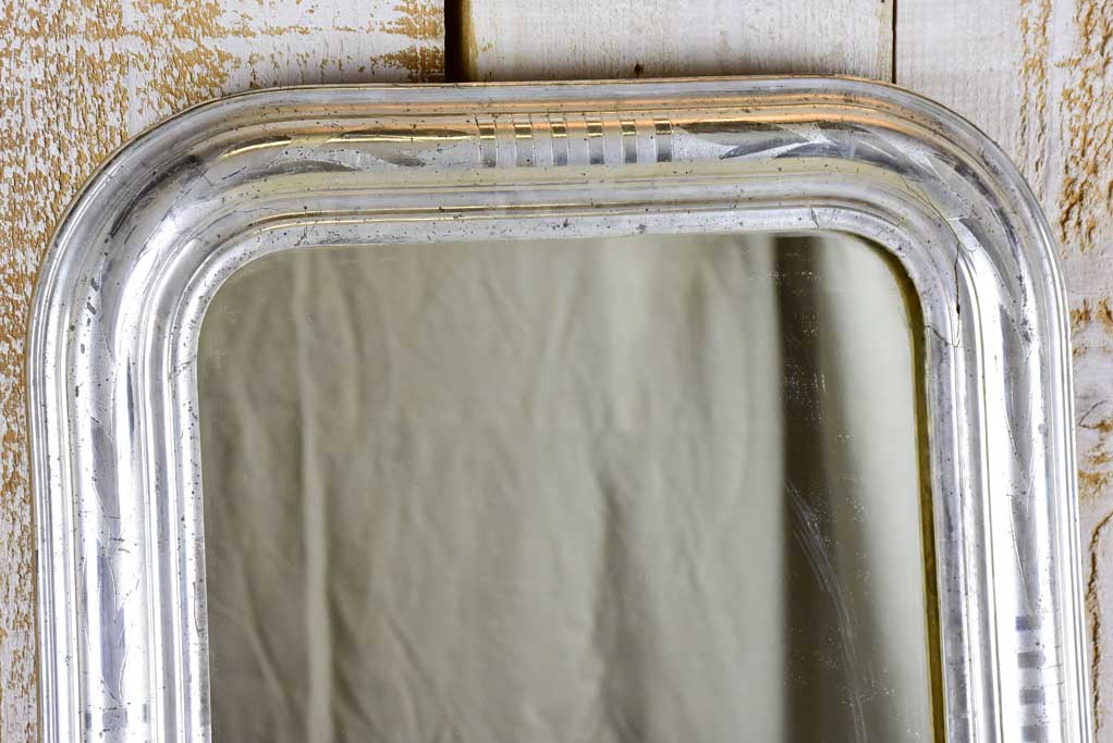 Small mid-19th Century French Louis Philippe mirror with silver frame 17¾" x 22½"