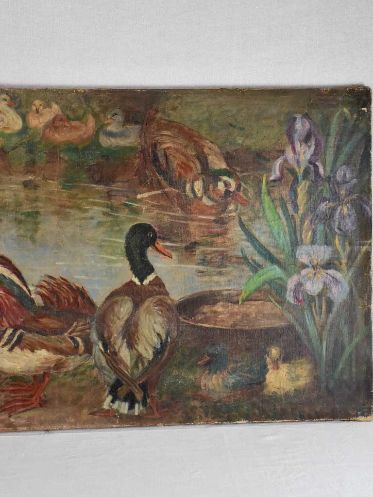 Large late-18th-century painting of bathing ducks - Anonymous 24½" x 59½"