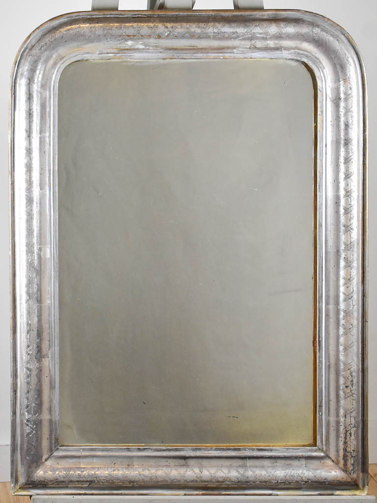 Antique French Louis Philippe mirror with silver -leaf frame 23¼" x 31½"
