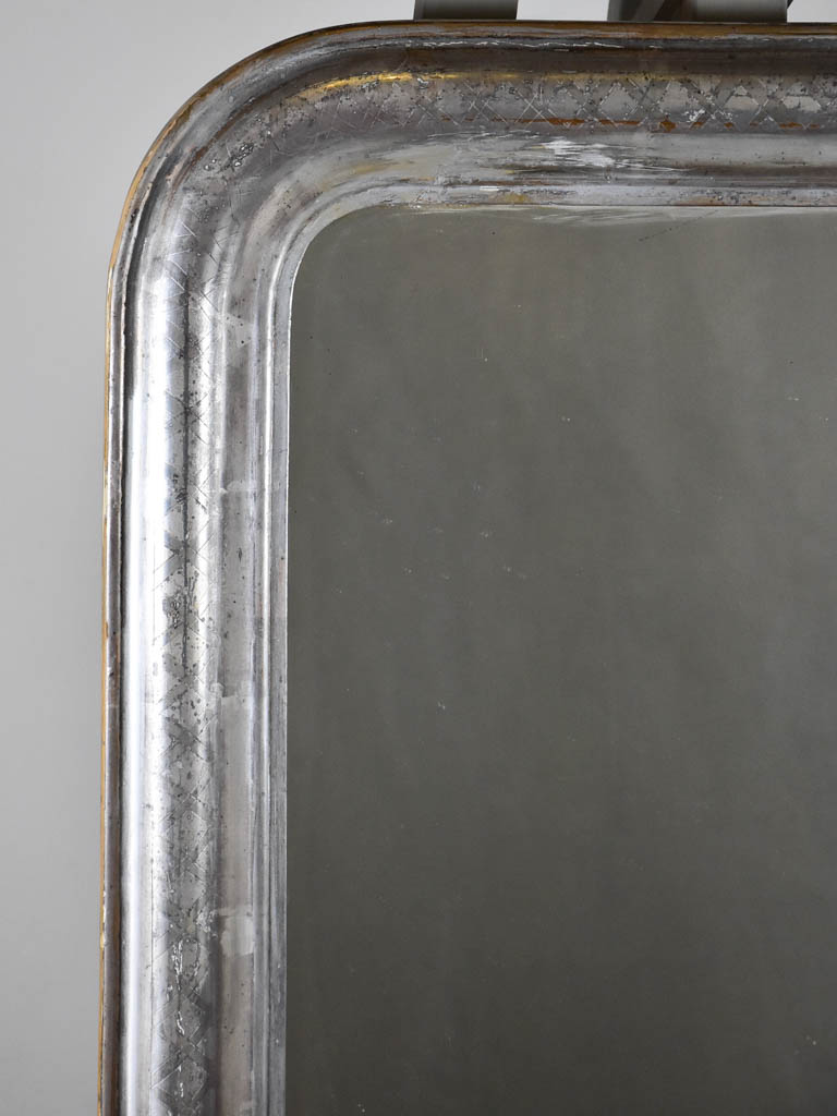 Antique French Louis Philippe mirror with silver -leaf frame 23¼" x 31½"