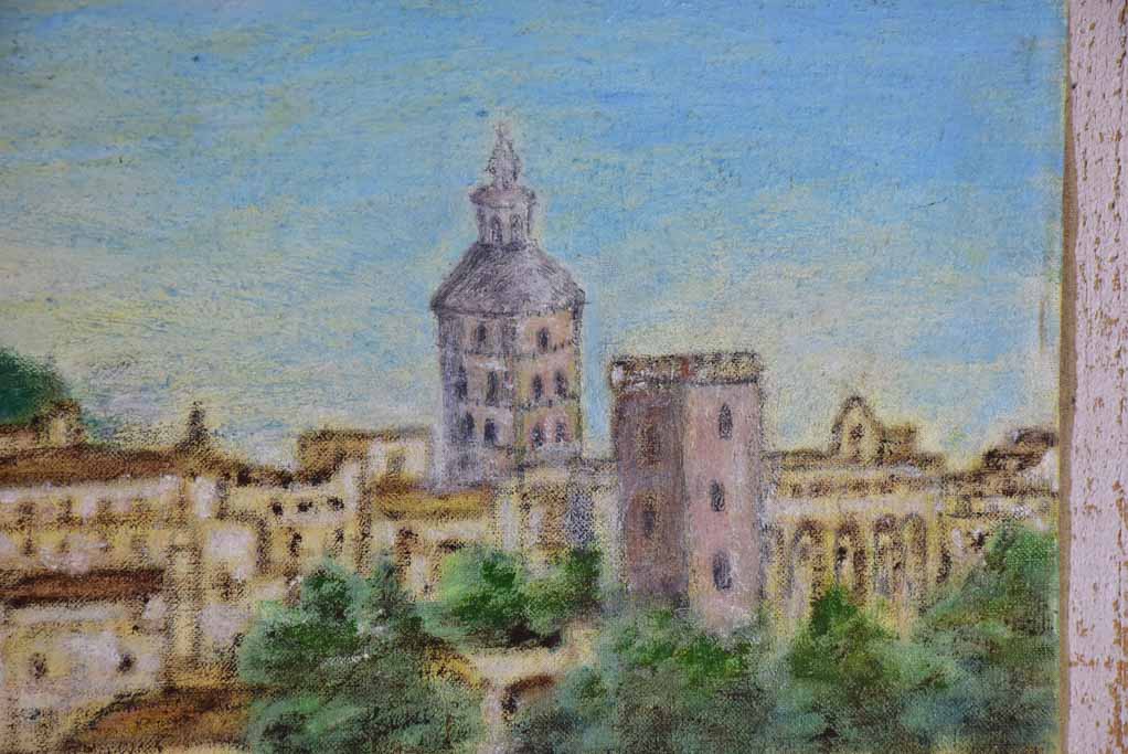 Mid-century painting of the Pont d'Avignon 15" x  30¾"