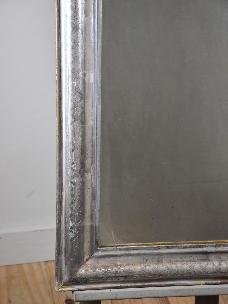 Antique French Louis Philippe mirror with silver -leaf frame 23¼" x 31½"