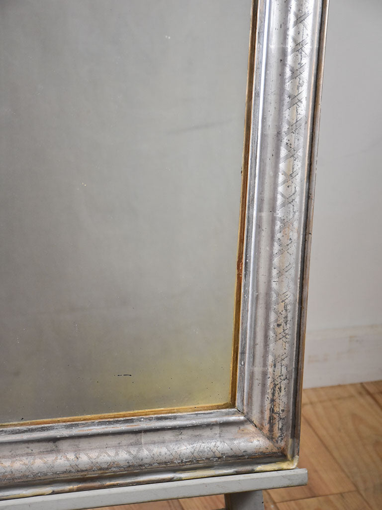 Antique French Louis Philippe mirror with silver -leaf frame 23¼" x 31½"