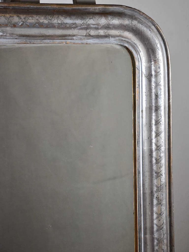Antique French Louis Philippe mirror with silver -leaf frame 23¼" x 31½"