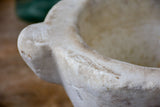 Antique French white marble mortar with wooden pestle