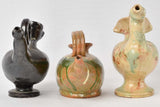 3 bird like water pitchers - Jaspé 1950s 11"