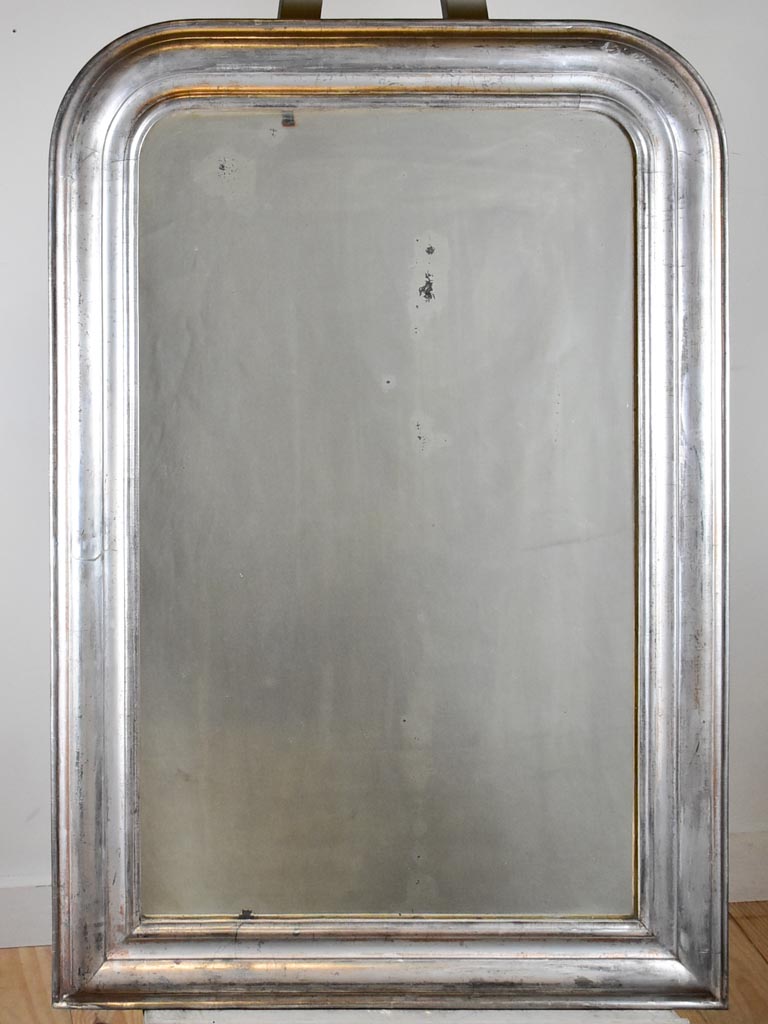 Large antique French Louis Philippe mirror - silver frame 28" x 40½"
