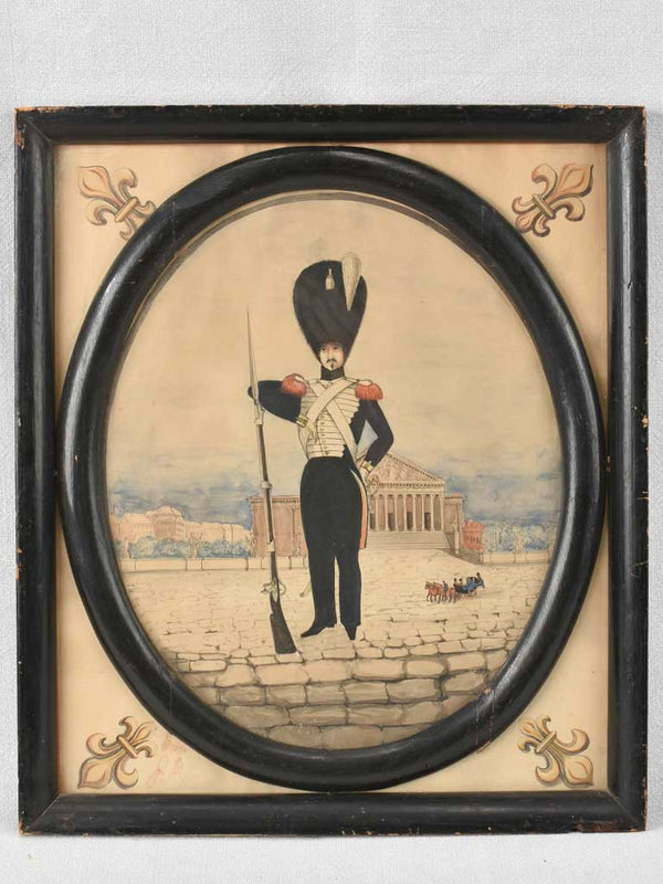 Aged military watercolor portrait art collection