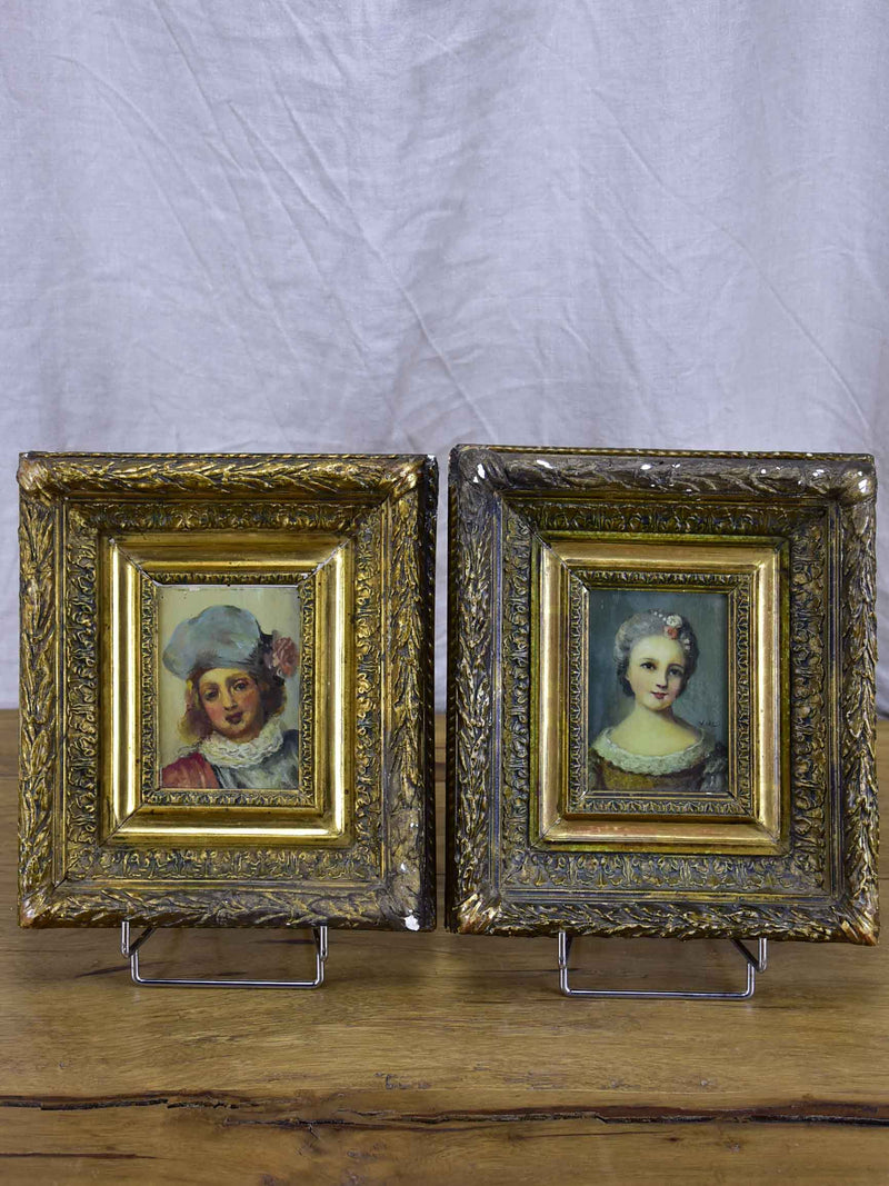 Pair of antique French portraits 10 ¾'' x 12 ¼''