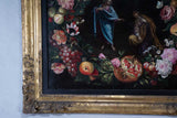 Superb large Louis XIV painting from the 17th century with floral wreath 35½" x 39¾"