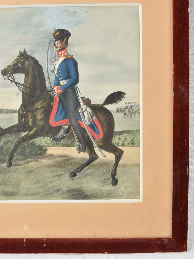 Historic Russian officer on horse lithograph