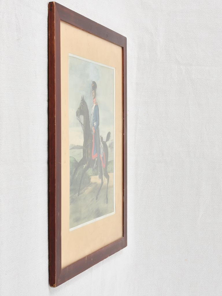 Vintage watercolour finished horseman lithograph
