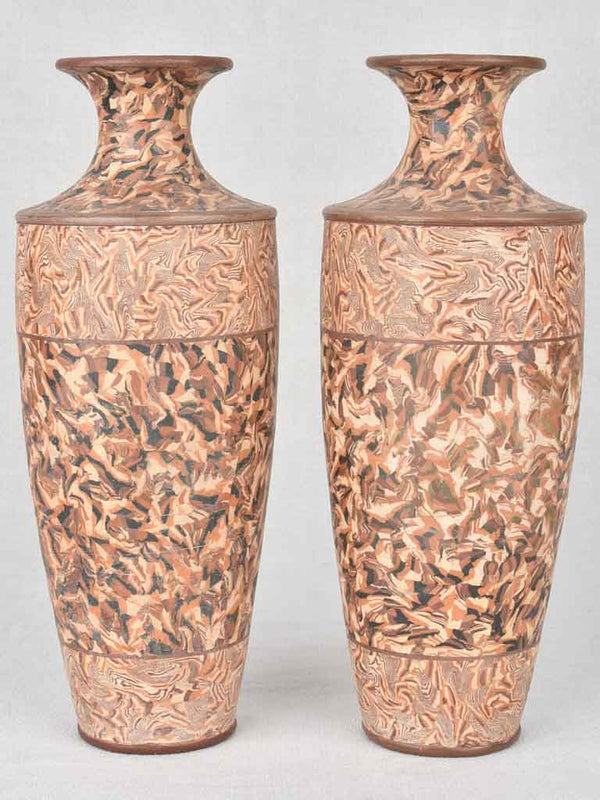 Antique unglazed terracotta Pichon vases pair