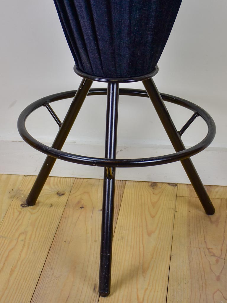 Set of five vintage Italian barstools with black floral upholstery