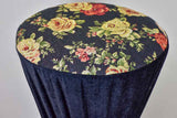 Set of five vintage Italian barstools with black floral upholstery