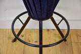 Set of five vintage Italian barstools with black floral upholstery