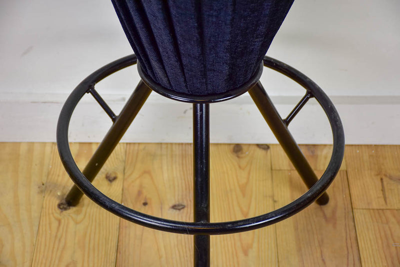 Set of five vintage Italian barstools with black floral upholstery
