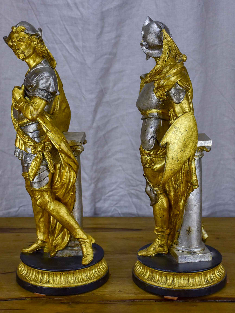 Pair of late 19th Century silver and gold statues