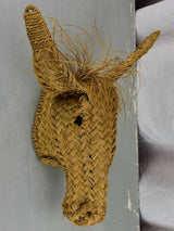Vintage French donkey's head - straw
